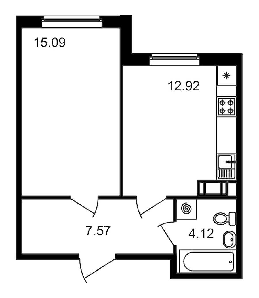 Однокомнатная квартира в ЦДС: площадь 39.7 м2 , этаж: 2 – купить в Санкт-Петербурге